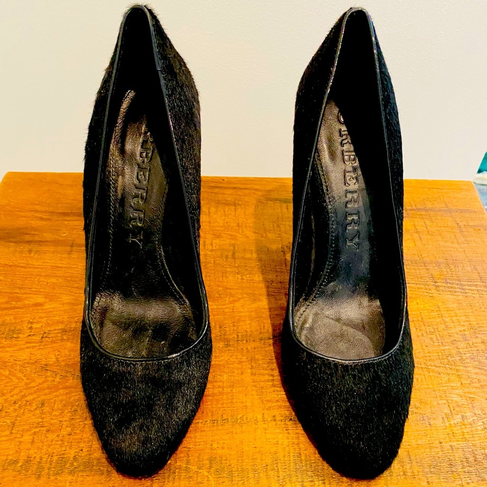 Burberry Pony Hair Black Heel Pumps brand new